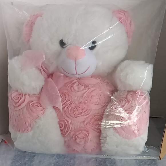 Floral Pink and White Teddy Bear